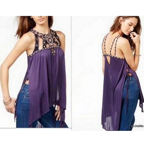 Free People Embroidered Cut-out Tunic Top - Picture 2 of 7